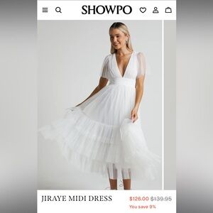 Showpo White V-Neck Tulle Midi Dress